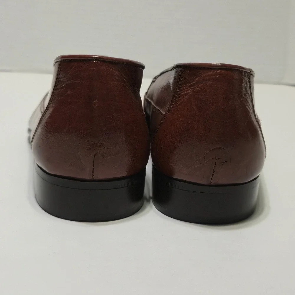 Vtg Bally Italy Men 10 M Brown Leather Tassel Loafers Dress Slip On Shoes